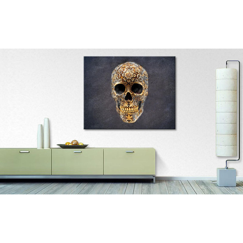 Happy Skull - Wrapped Canvas Print, 80cm H x 120cm W, 100% cotton canvas