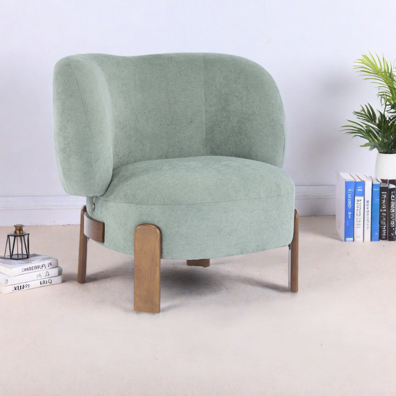 Fauteuil d'appoint moderne vert, revêtu de polyester, conception à oreilles pour la maison