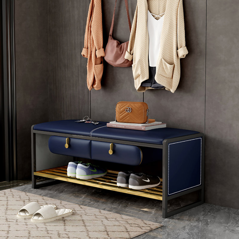 Banc de rangement pour tabouret 47,2 po, Bleu