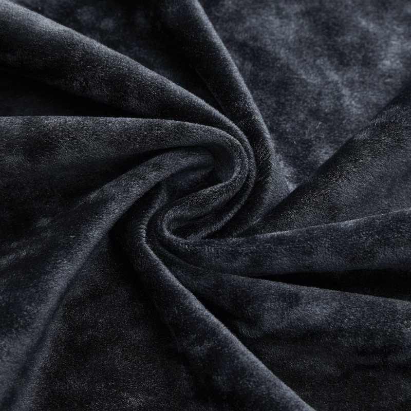 Deavion Velvet Crushed Curtains with Metal Grommets Room Darkening 2 Panel Set, 52" W x 96" L, Black