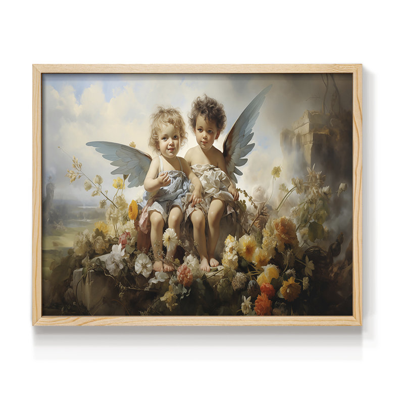 Angels From Above-X -Framed Print - Restickable, 8" H x 10" W, Natural Framed