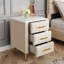 Table de chevet rembourrée avec 3 tiroirs et décor en métal - Velours beige 3 fonctions-920837304