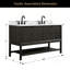 Meuble-lavabo autoportant en bois massif brun foncé 60 po avec plateau en marbre d'ingénierie 60 po-807692372