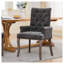 Chaise de salle à manger rembourrée en tissu chenille, structure en bois massif courbé gris, siège simple de style champêtre français
