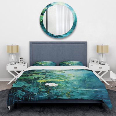 Blue And White Tropical Plants Mirage 4 - Jungle Duvet Cover Set