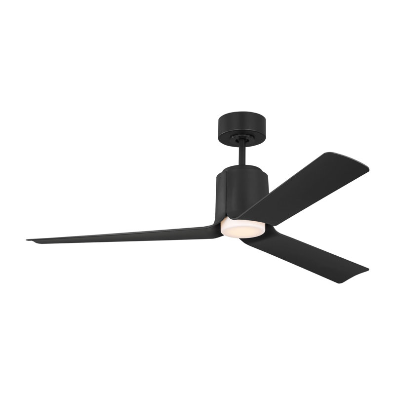 Visual Comfort Fan Peel Smart 52 LED Indoor Ceiling Fan with Threaded Downrod, Midnight Black ABS blades and Handheld Remote
