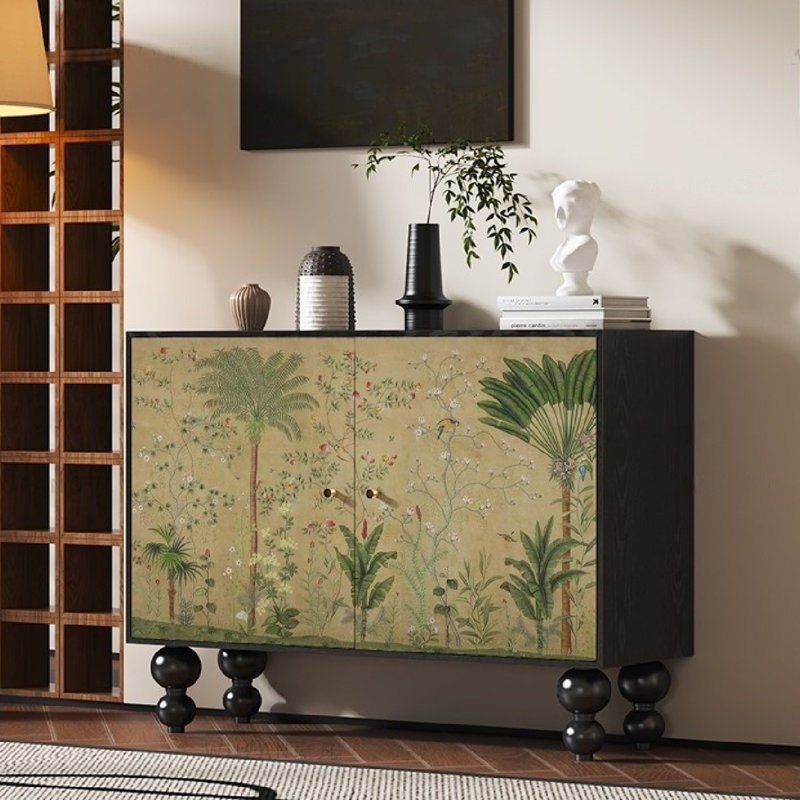 Double Door Accent Cabinet and  Storage Console, Black