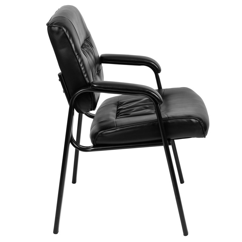 chaise d’invité en cuir  Danisha, Noir