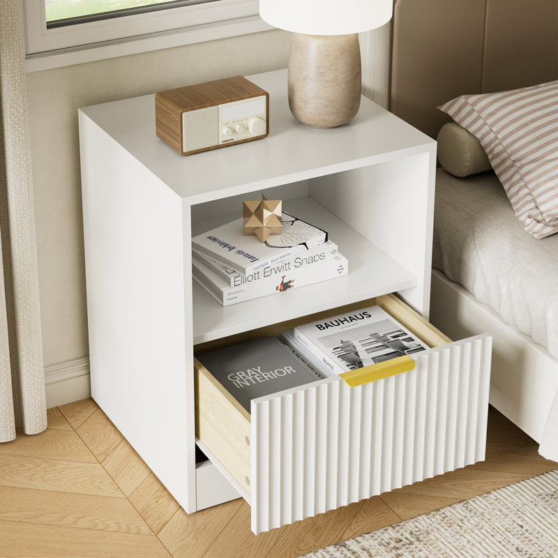 Ensemble 3 pièces commode 7 tiroirs et table de chevet 1 tiroir, Blanc