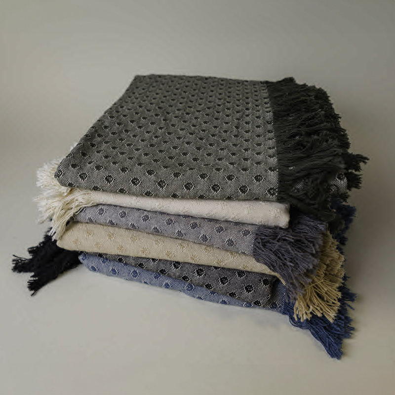 Jeté tissé 46 x 67, Crème à pois