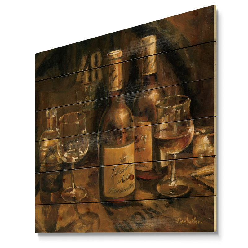Traditional 'Vintage Wine Cellar - Impression sur bois, H 46 po x l 46 po x P 1,5 po