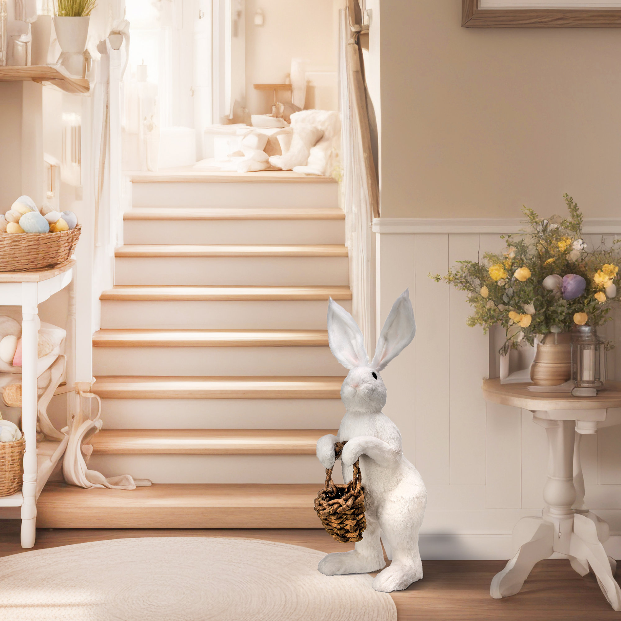 Display Easter Bunny Holding Basket 28"