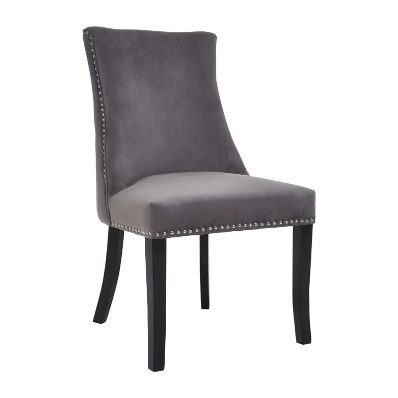 Otsego 52cm H Velvet Upholstered Side Chair, Grey