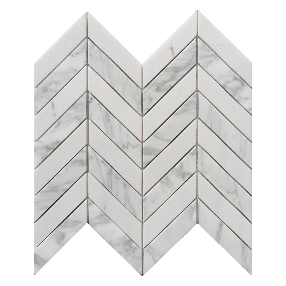 Palermo 1'' W x 4'' L Backsplash Marble Tile Mosaic Sheet NovoTileStudio