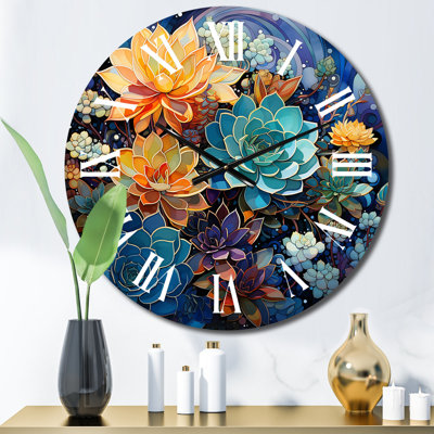 Horloge murale florale verte et grasse Serenade I