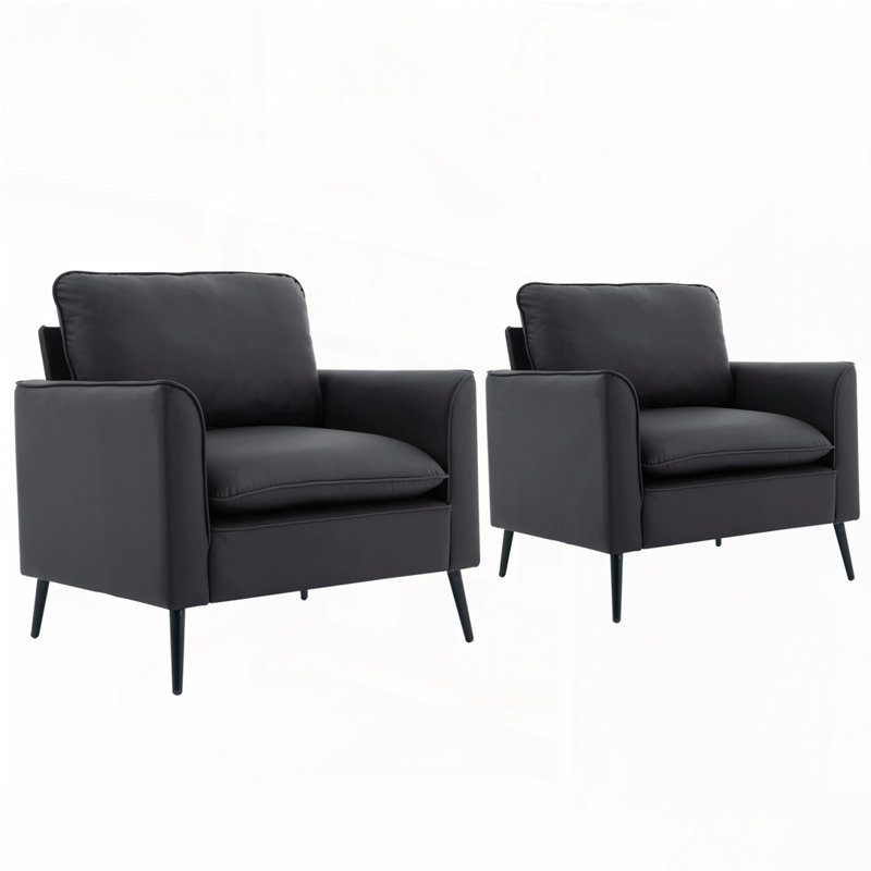 Fauteuil d'appoint en similicuir, fauteuil Clue, Noir