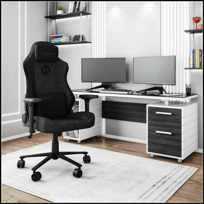 Techni Sport TSF65C Fabric Memory Foam Gaming Chair With Stain-Resistant Velvet Accents For Enhanced Comfort And Durability