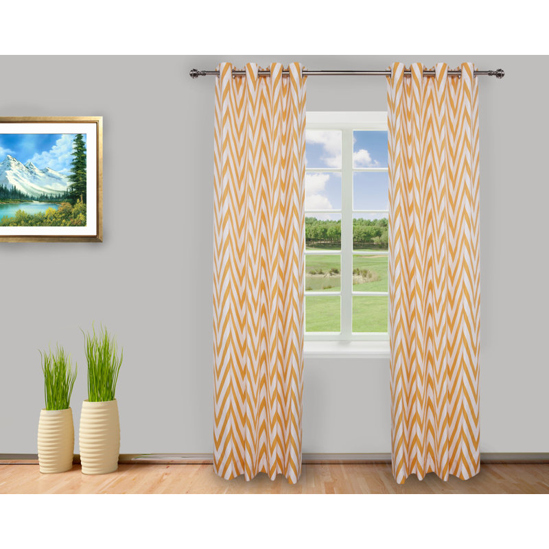 Ensemble de 2 rideaux obscurcissant Boyertown, Jaune / blanc