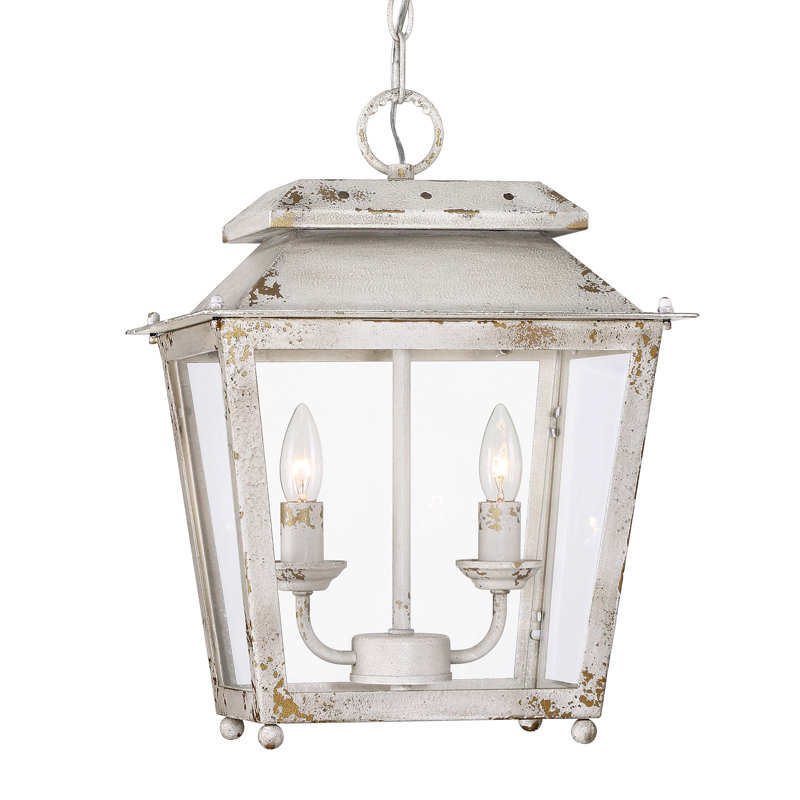 Mini-luminaire suspendu 2 lumières Aramie avec verre transparent, Fer noir antique