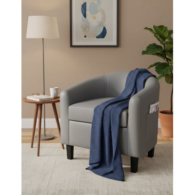 PU Leather Barrel Accent Chair, With Soft Cushion