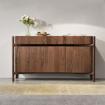 Solid Wood Simple Black Walnut Creative Locker 61.02'' Solid Wood Sideboard