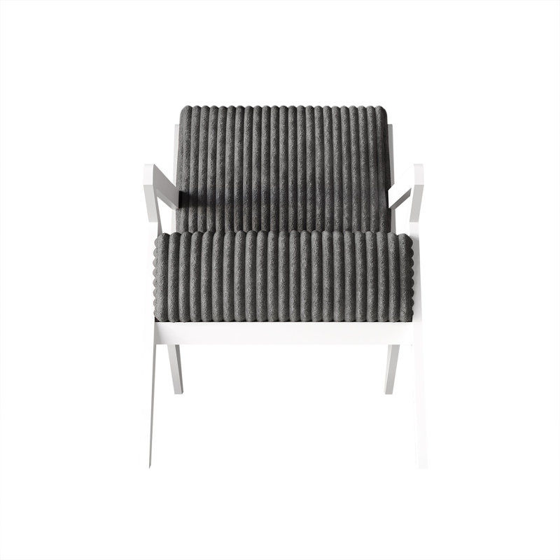 Velvet Upholstered Accent Chair, Gray, White