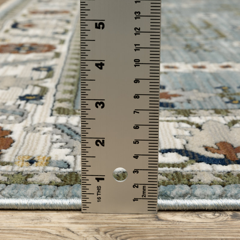 Tapis oriental bleu / vert Edgette, Tapis de couloir 2 pi 3 po x 7 pi 9 po