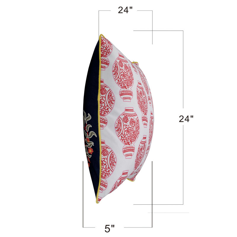 Double-Sided Hot Pink and Orange Velvet Trim Pillow