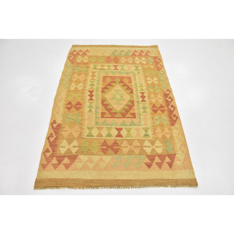 Tapis de zone en laine 3 pi 4 po x 5 pi one-of-kind à la main-noué la new age Elland