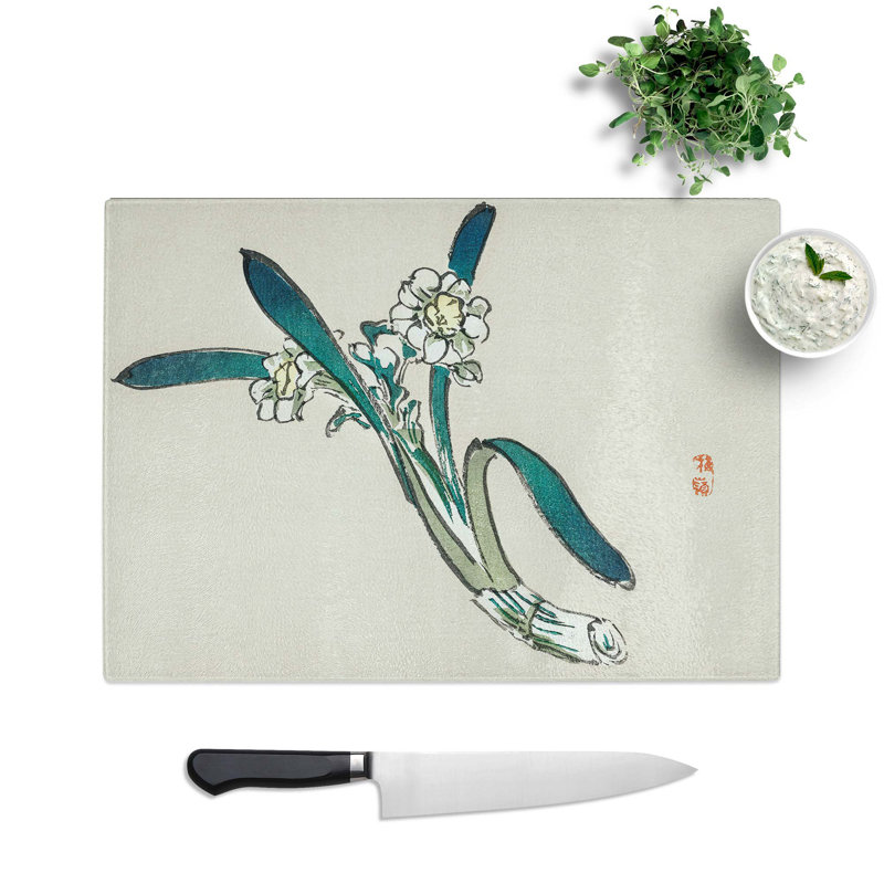 Tempered Glass Daffodils Chopping Board, 28.5 cm W x 20 cm L