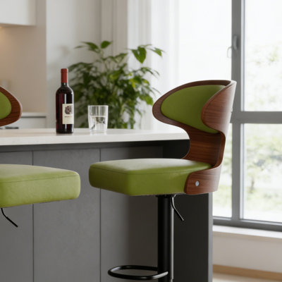 Tabouret de comptoir de bar moderne, structure en métal minimaliste avec siège en bois, tabouret de bar polyvalent à hauteur réglable pour îlot de cuisine et bar pour la maison