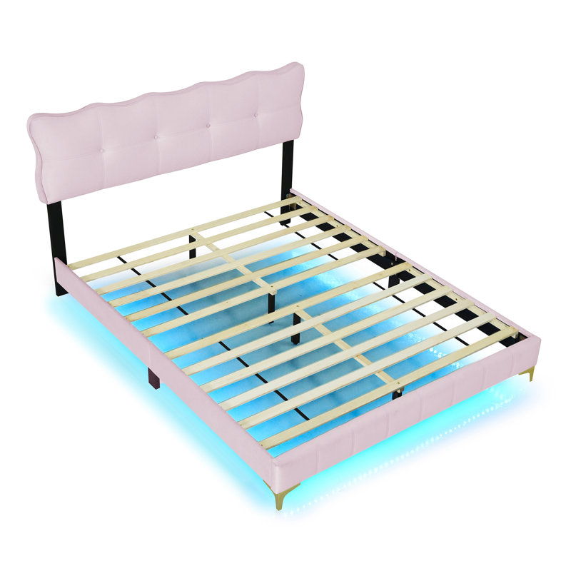 Celena Upholstered Bed, Pink, European Kingsize (160 x 200cm)