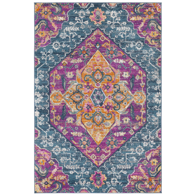Felty Oriental Orange Area Rug, Rectangle 5'1" x 7'6"