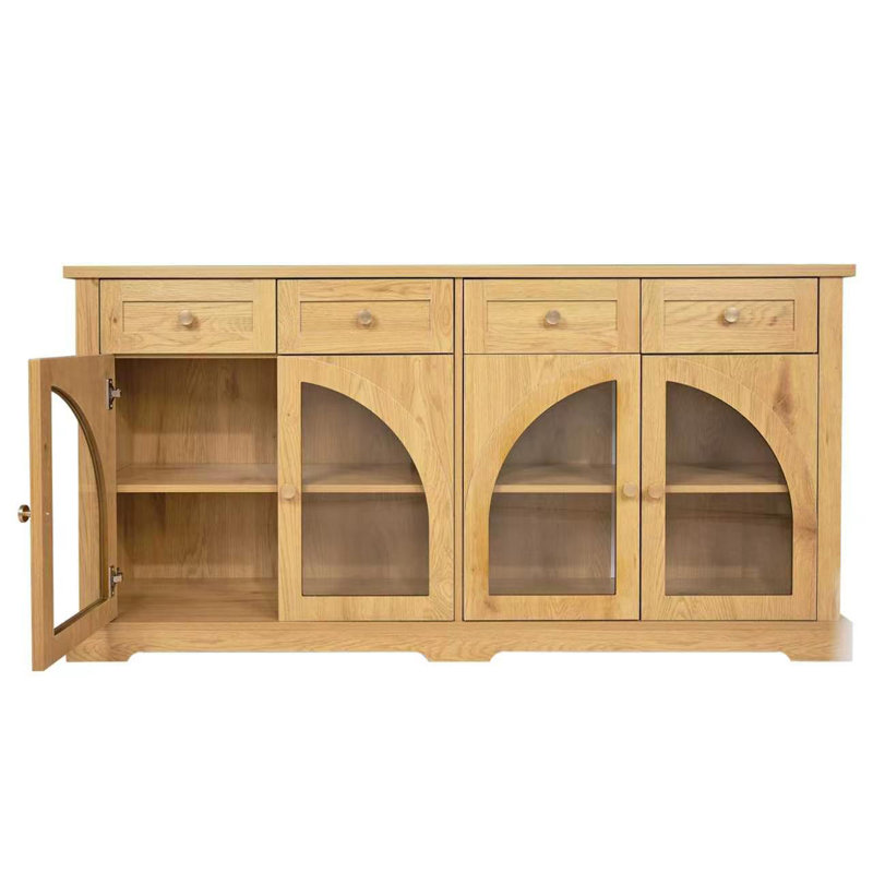 Buffet décoratif 4 portes l 60 po avec tablettes réglables, Naturel