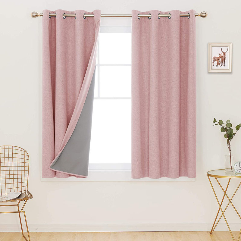 Ipswich Blackout Thermal Grommet Curtain Panels, Coral Pink, 52" W x 45" L