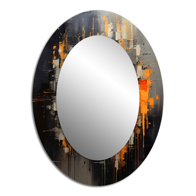 Gold And Grey Bitcoin Crypto Currency - Glam Oval Wall Mirror