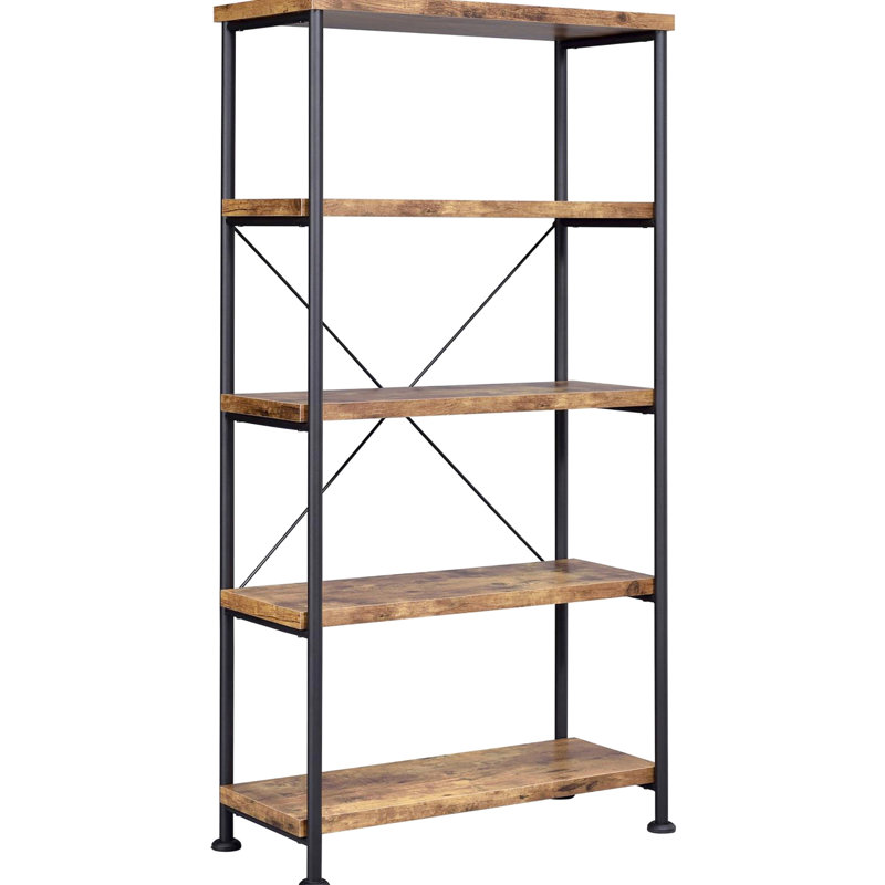 Bibliothèque antique à 4 tablettes en muscade et noire