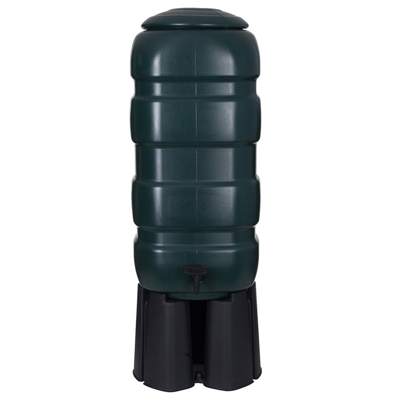 Whitefurze Weather Resistant Plastic Drainable Rain Barrel and Hose with Diverter Kit, 100 Litres
