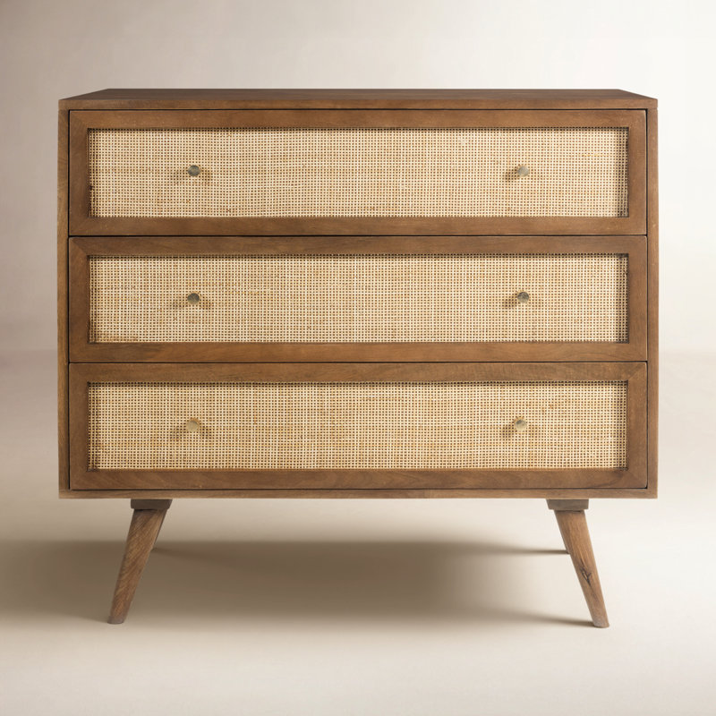 Analise 3 Drawer 33.5'' W Solid Wood Chest, Walnut