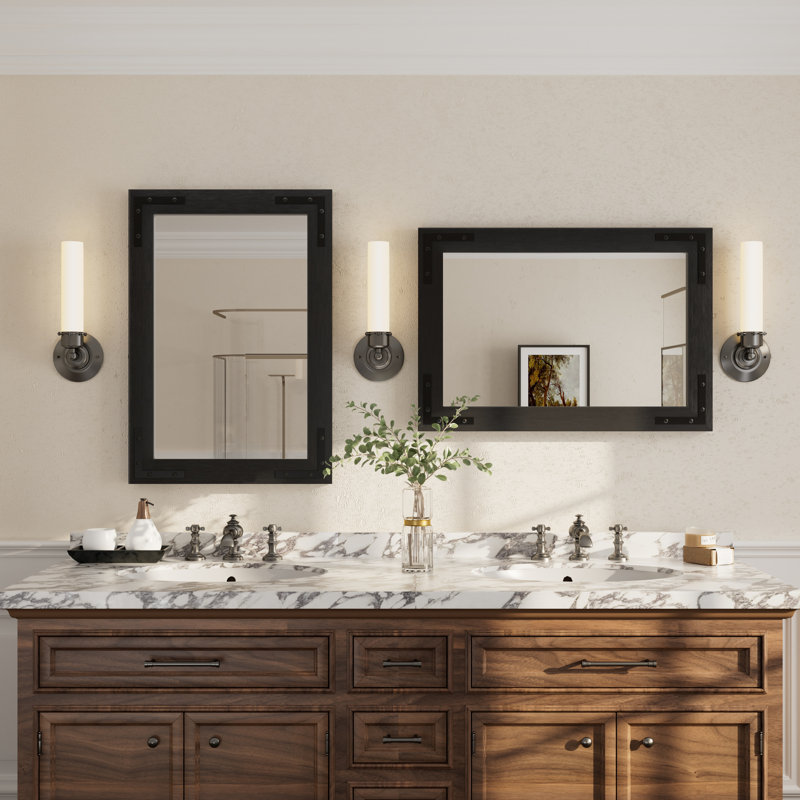Miroir mural Amara Rustic Farmhouse, 26 po x 18 po, Noir