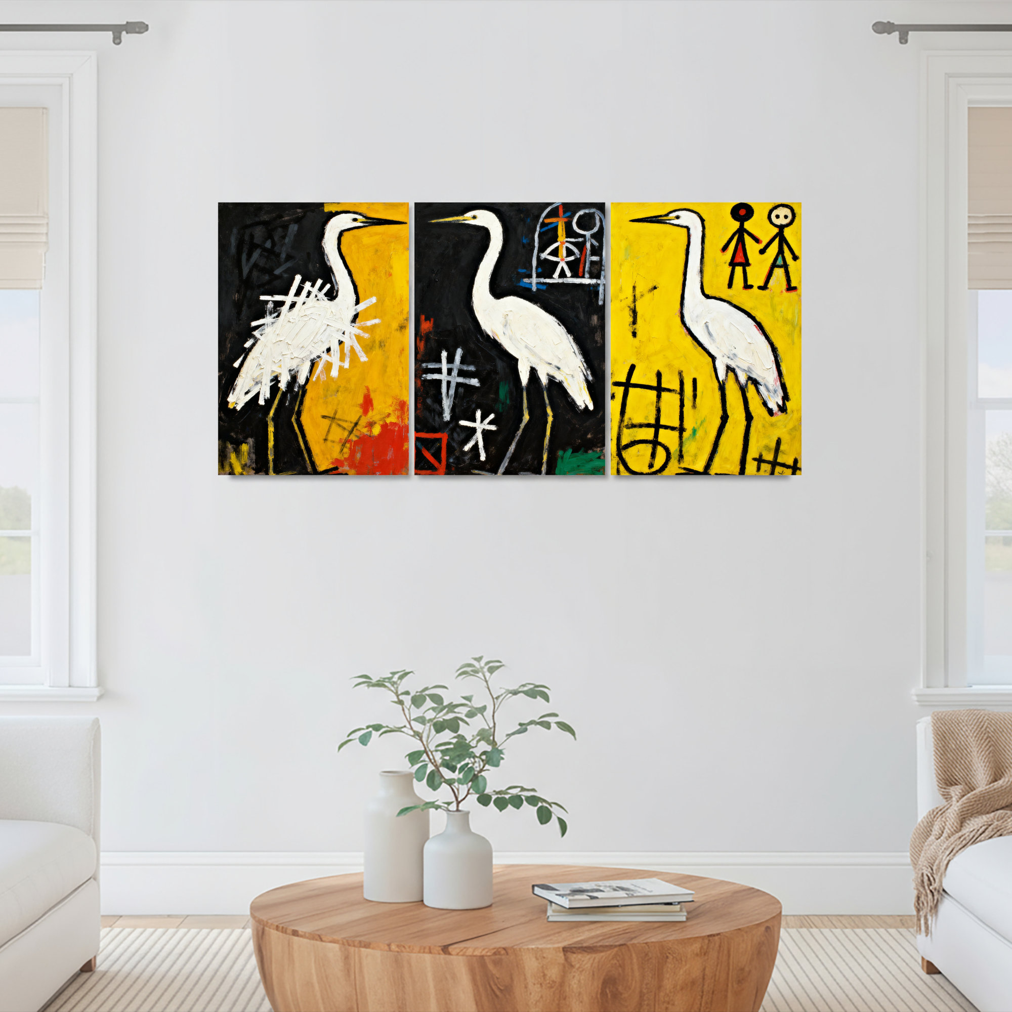 Latitude Run® White Heron Abstract Art Canvas Wrapped Wall Art Oil ...