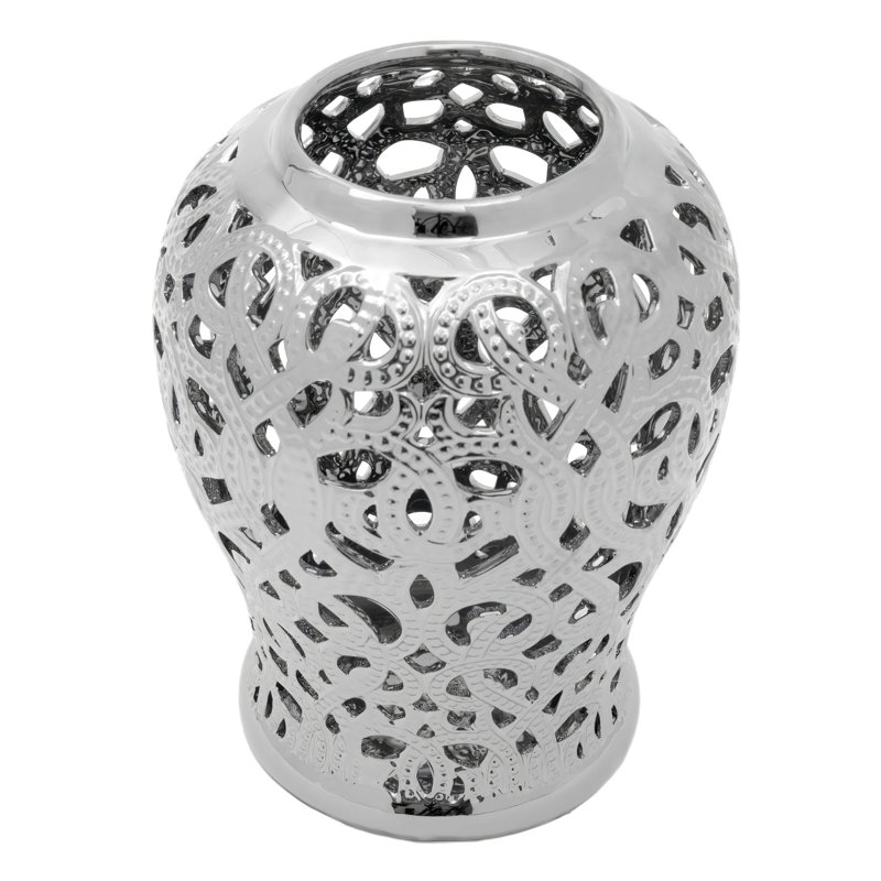18" Spiral Lattice Temple Jar - Gold, Silver