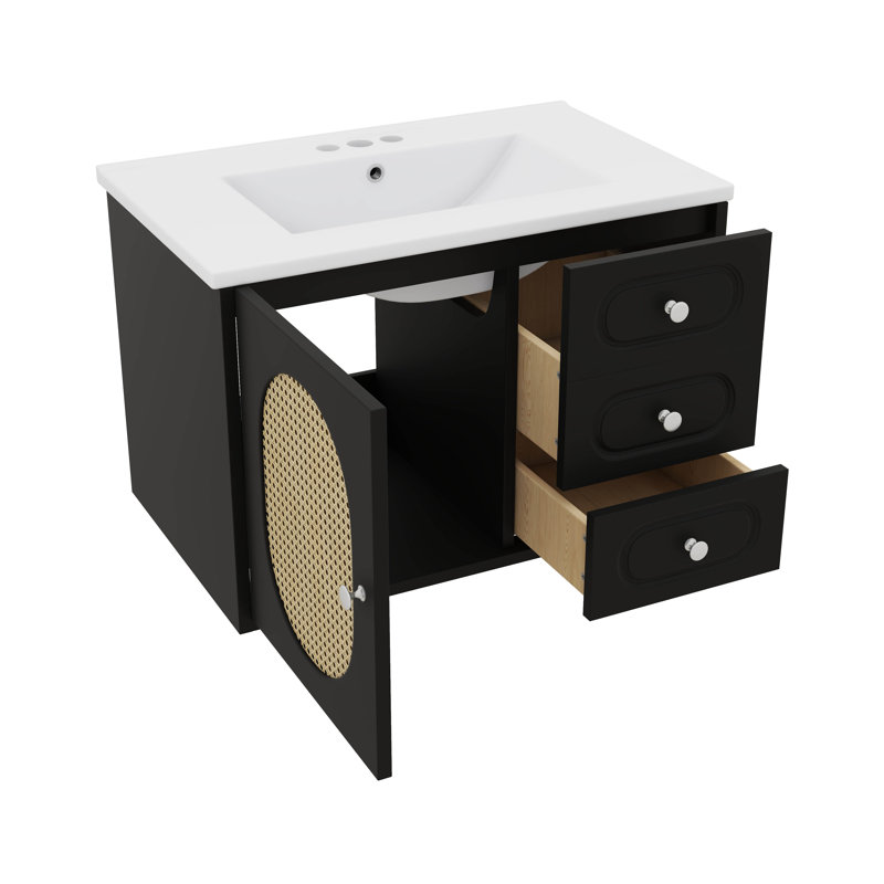 Meuble-lavabo 30 po avec lavabo en céramique et 2 tiroirs