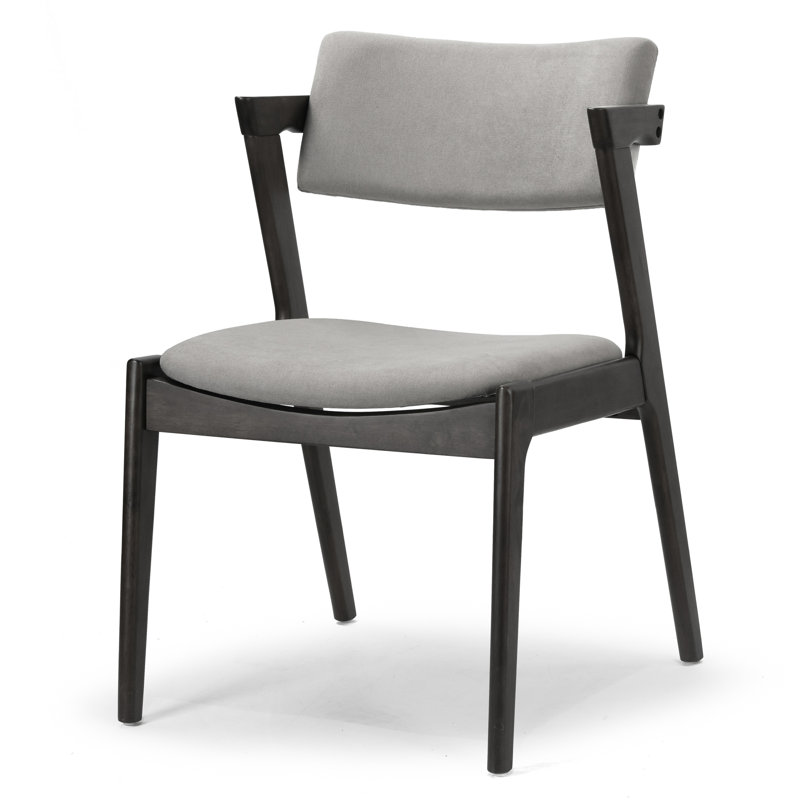Keeler 18.11'' H Upholstered Side Chair, Black Washed Frame with Light Gray Seat