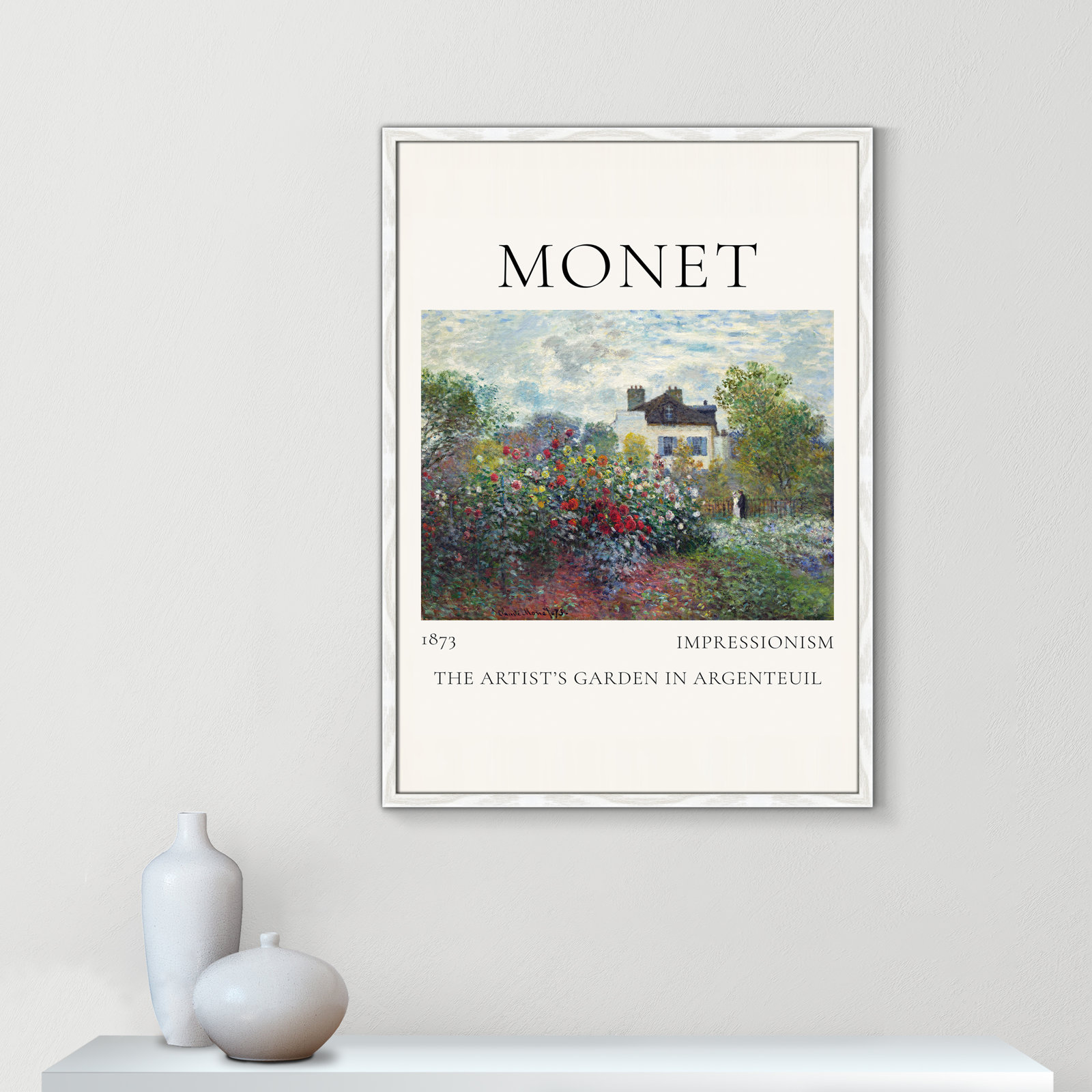 Artists Garden in Argenteuil Print by Claude Monet, No, White Single Picture Frame, 35.5" H x 25.5" W x 0.75" D