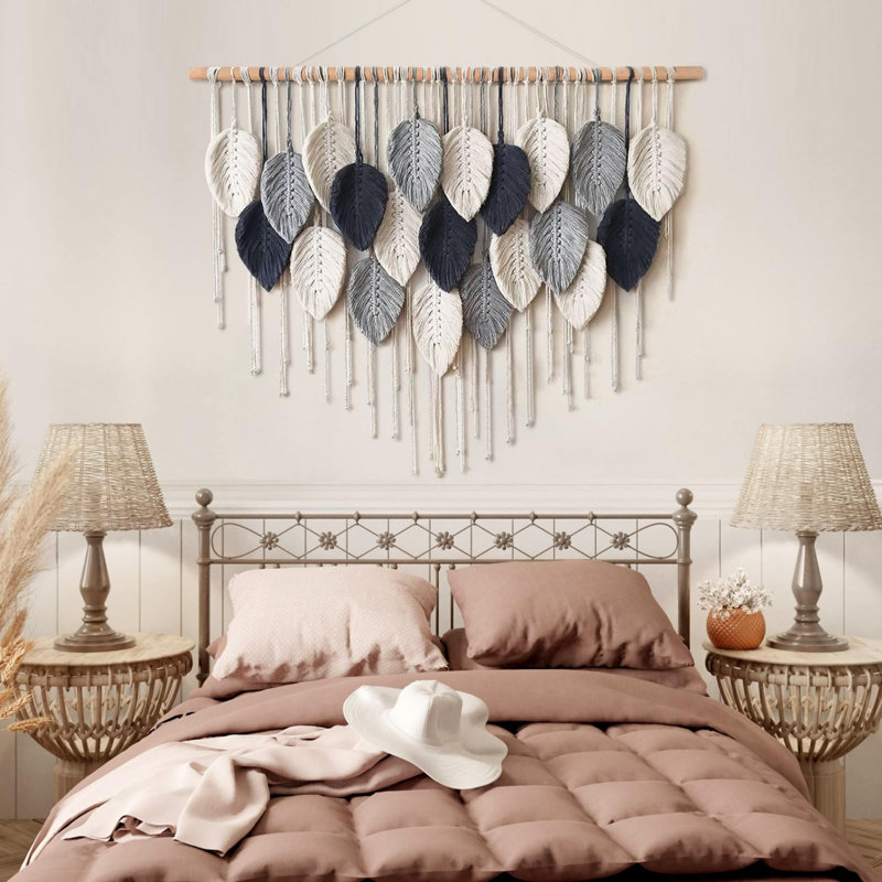 Bohemian Macrame Wall Hanging Leaf Wove Tapestry