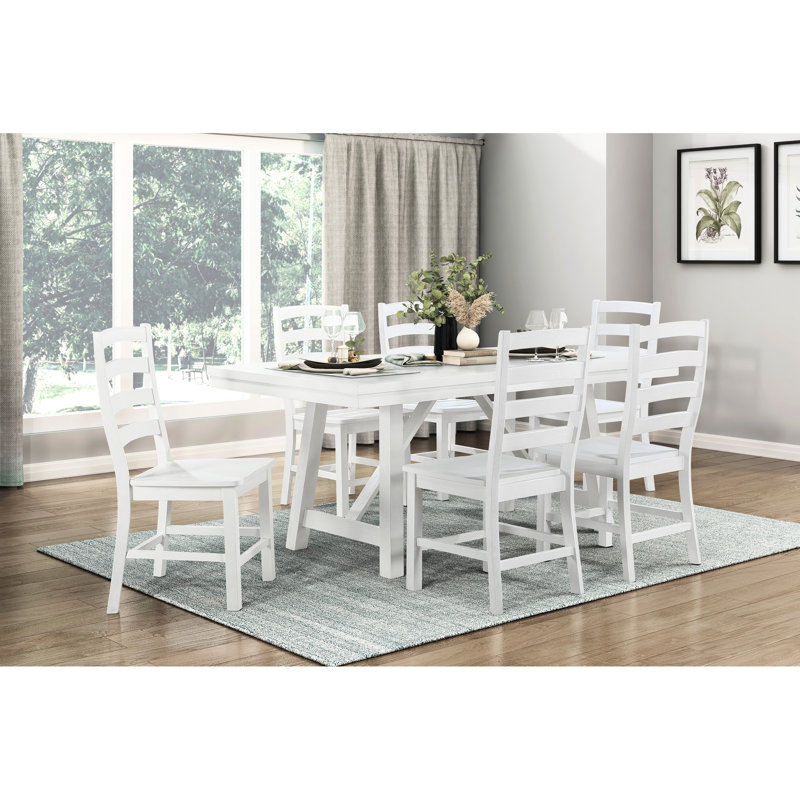 2 White Finish Dining Chairs For , Wooden, 250Lbs Weight Capacity 2 In White,