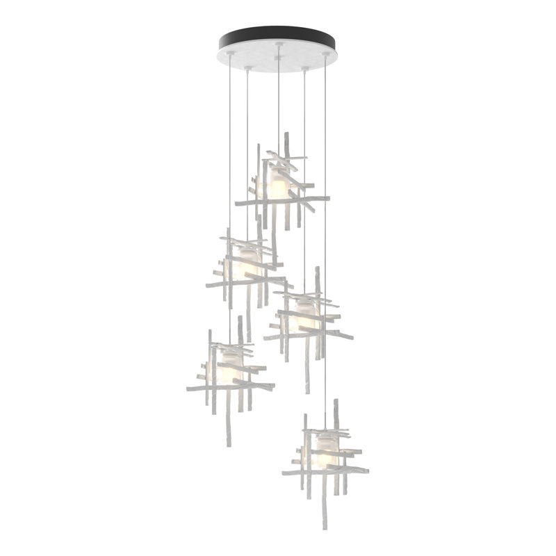 Tura 5 - Light Cluster Pendant, White, 50" - 80", Seeded Clear