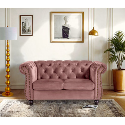 61.42'' wide velvet chesterfield design loveseat