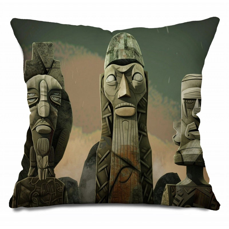 Coussin Trendy, H 14 po x l 14 po, Gris / bleu sarcelle